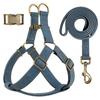 Custom PU Leather Harness And Leash Engraved Dog ID Buckle Harnesses Vest Pet Leading Rope Durable For Small Medium Dogs Bulldog