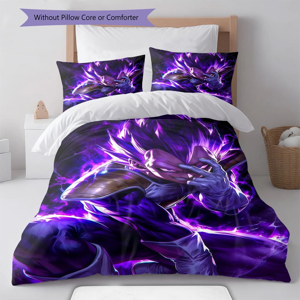 DBZ Patrón de Impulso Juego de Colcha Ropa de Cama Funda de Colcha Funda de Almohada Decoración del Hogar Regalo de Cumpleaños (1 * funda nórdica + 2 * fundas de almohada, sin núcleo)