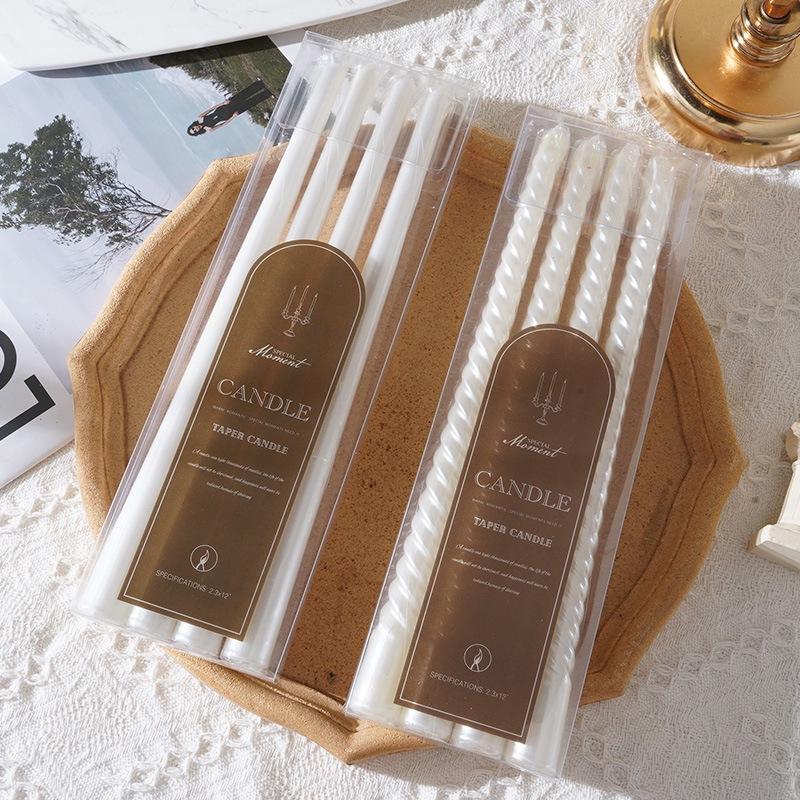 30 cm galwanizowana europejska kolorowa świeca stożek z długim trzonkiem, bezzapachowa, do użytku domowego, świeca stożek, wosk, 4 sztuki