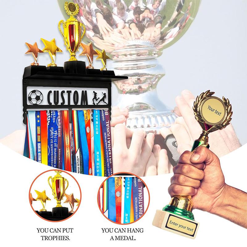 Personalized Medal Holder For Sports Race Plaques-Hanger With Name Display Rack For Awards Ribbon-Metal Custom