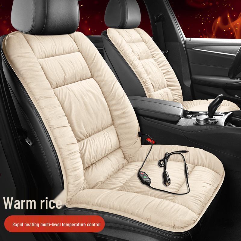 Heated Graphene Car Seat Cushion - Thick Plush Non-slip Warm Winter Backrest