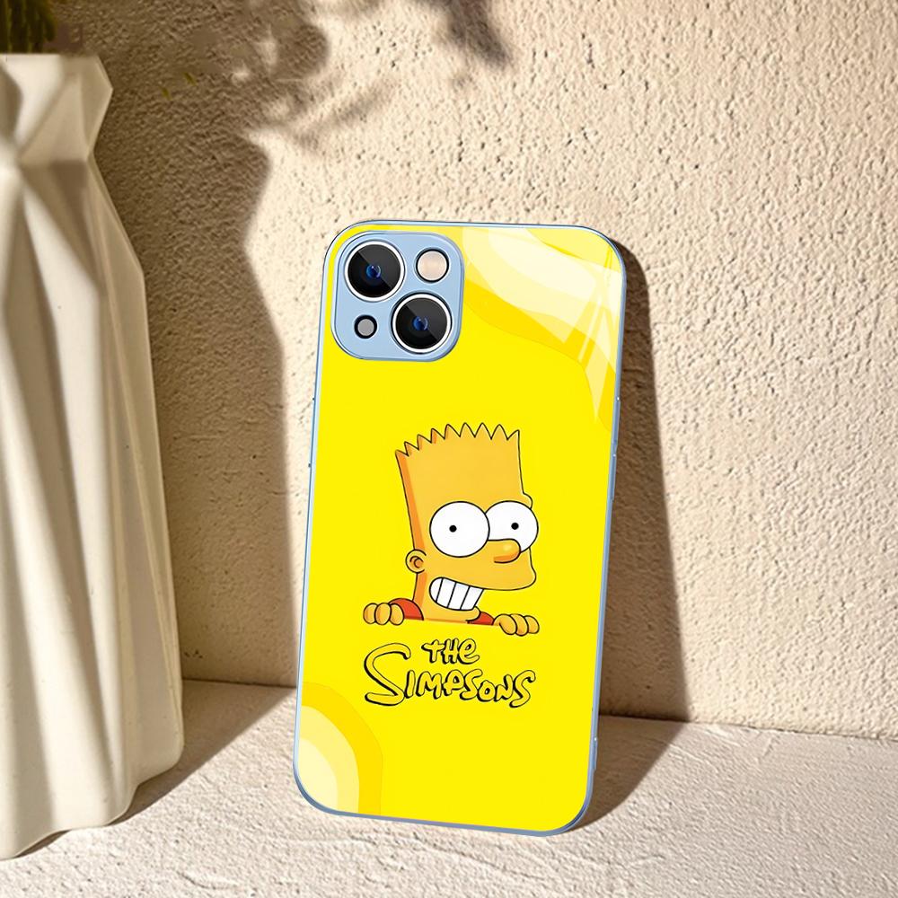Cartoon The S-Simp-sons Phone Case Tempered Glass For Iphone 14 13 12 11 Pro Mini XS MAX 14Plus X XS XR Cover