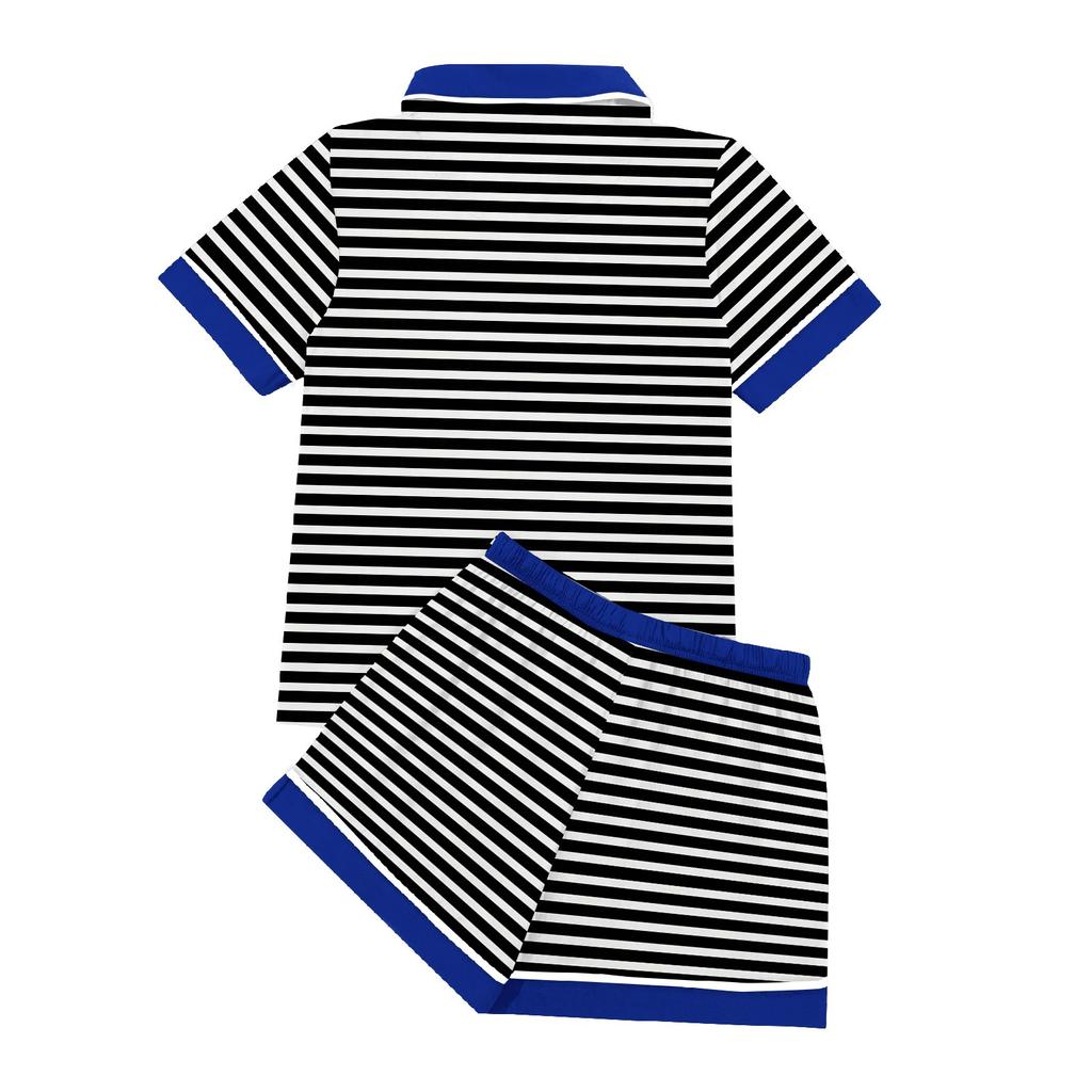 Children's Striped Pajamas Pajamas Fashion 2 Piece Shirt Shorts Set Casual Wear Set