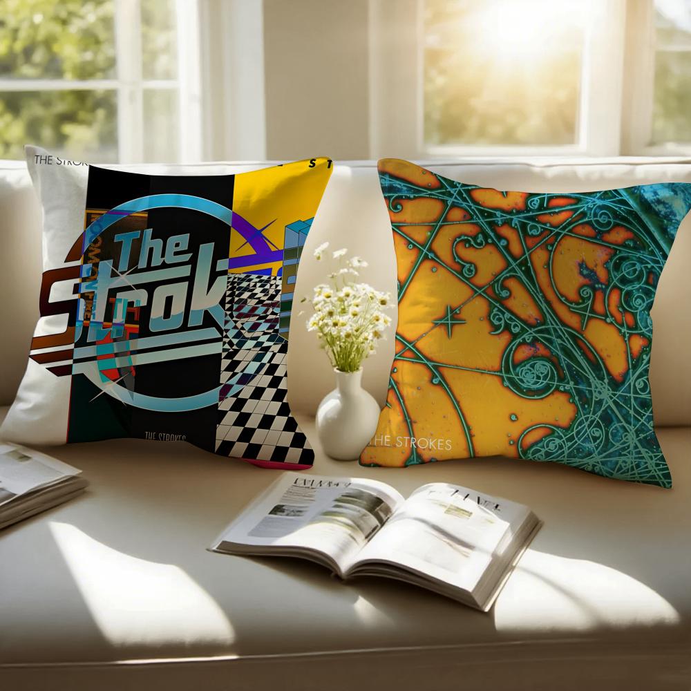 Rock Band The Strokes Album Pillow Case Anti-dustmite Pillowcase Invisible zipper silky short plush Sofa cushion cover