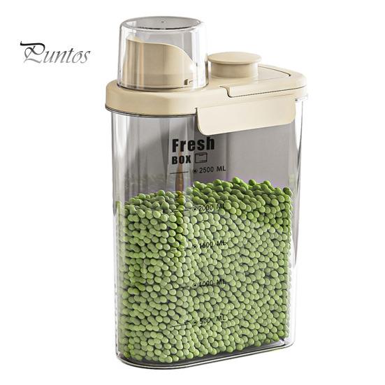 Dry Food Dispenser with Handle Moisture Proof & Dust-proof Transparent Rice Grain Bucket Large Capacity Plastic Storage Tank for Flour Soybean