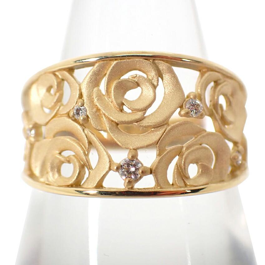 

[Used] K18YG Rose Diamond Ring/No. 12/g481-36