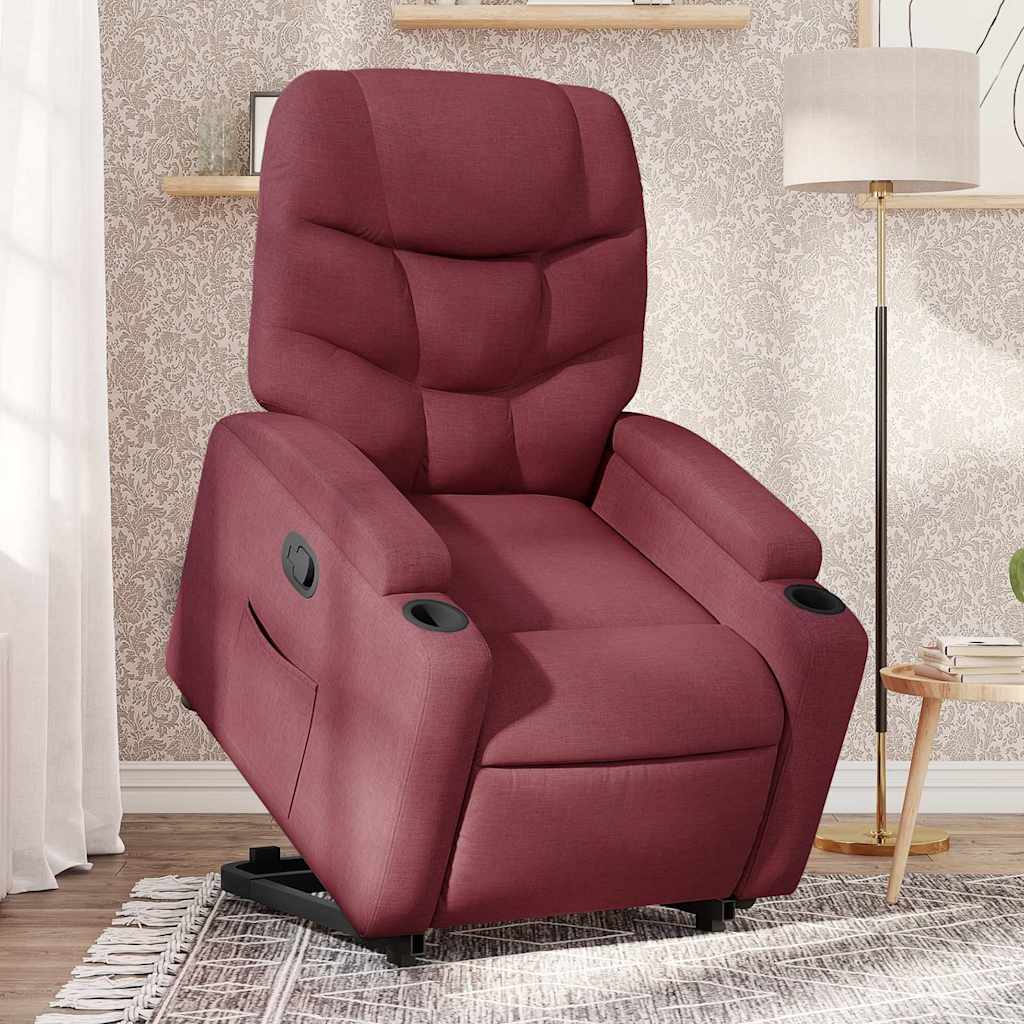Recliner Chair with Lift Assist Burgundy Fabric