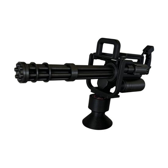 3D Printed Gatling Gun-shaped Figurine, Rotating Desktop Toy, Military Style Desk Decor, Funny Stress Relief Fidget Toy for Adults and Kids, Creative