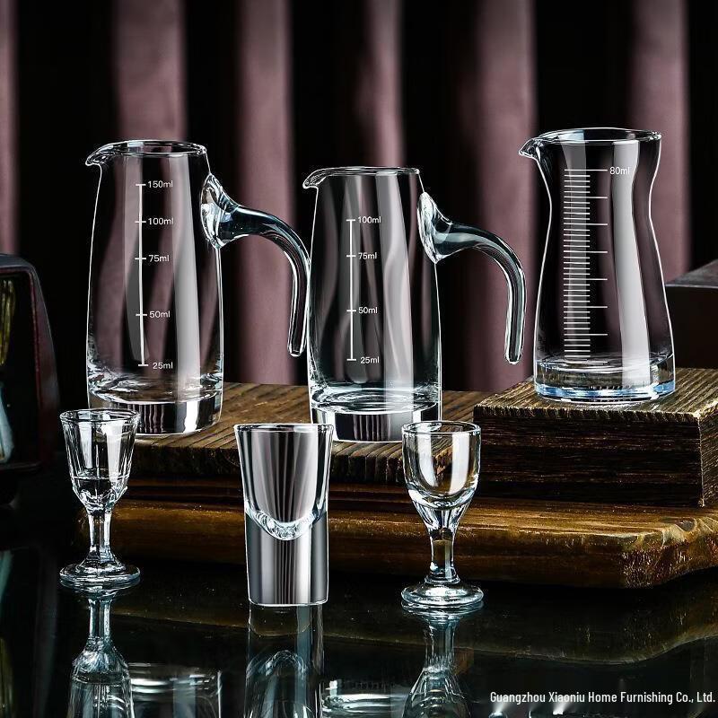Shangqi Square Transparent Glass Baijiu Cups (4-Pack)
