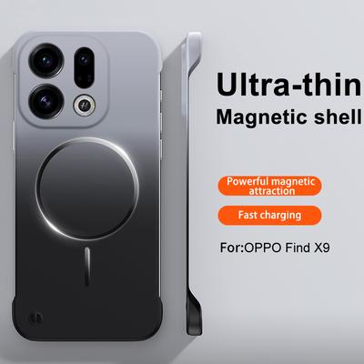 Ultra Thin Matte Gradient Metallic Paint For Magsafe Magnetic Phone Case For OPPO Find X9 X9Pro Wireless Charge Borderless Cover