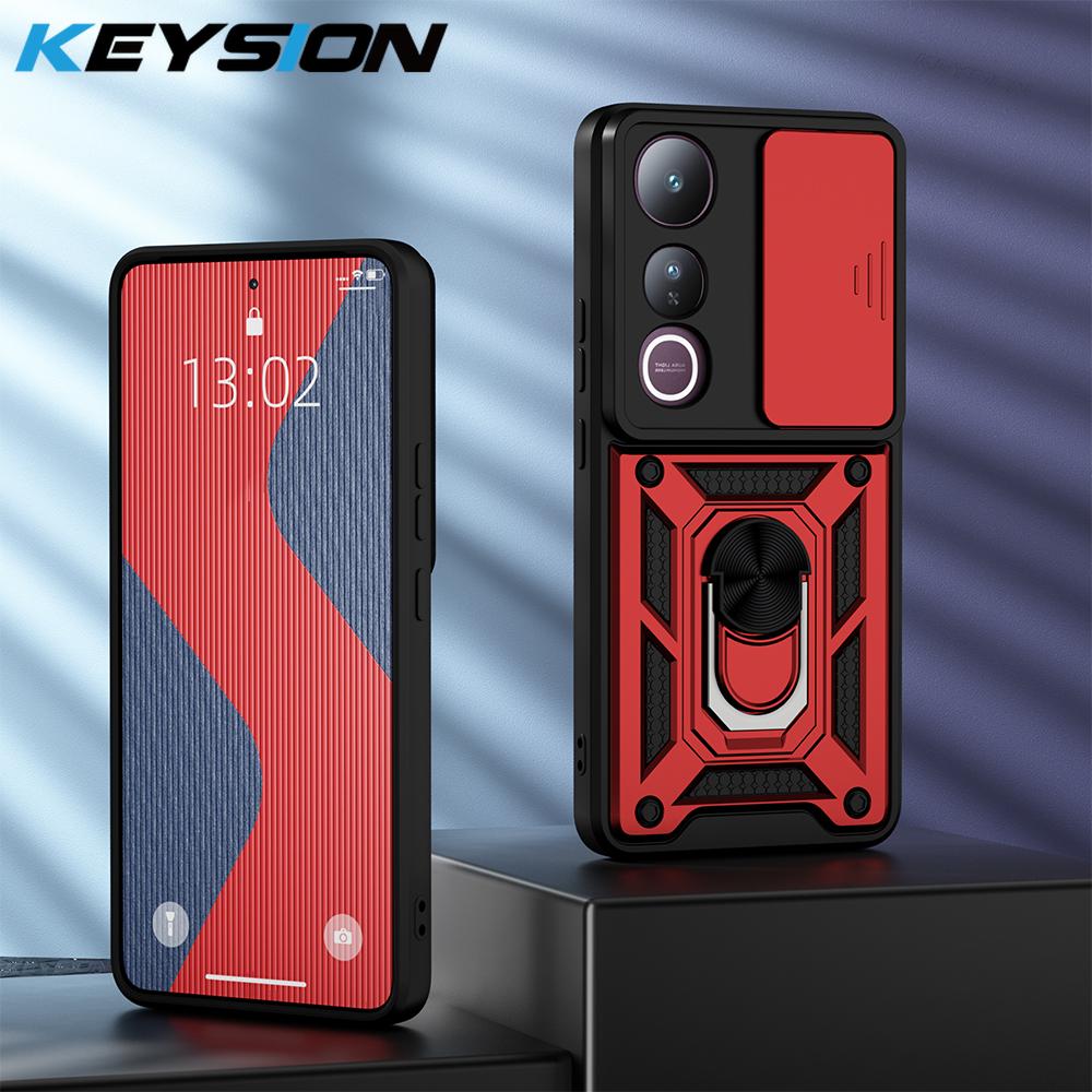 

KEYSION Противоударный защитный чехол для VIVO V50 Lite 5G, защитное кольцо для объектива камеры, подставка, задняя крышка для телефона VIVO V50 Lite 5G for VIVO V50 Lite 5G красный