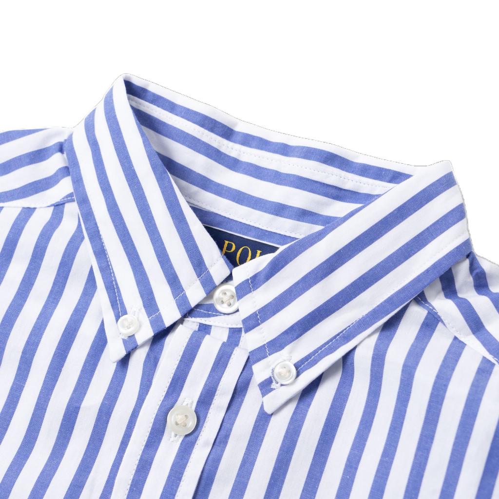 Polo Ralph Lauren Striped Color Block Button Long Sleeve Polo Shirt Kids Tops Blue 323918249-019