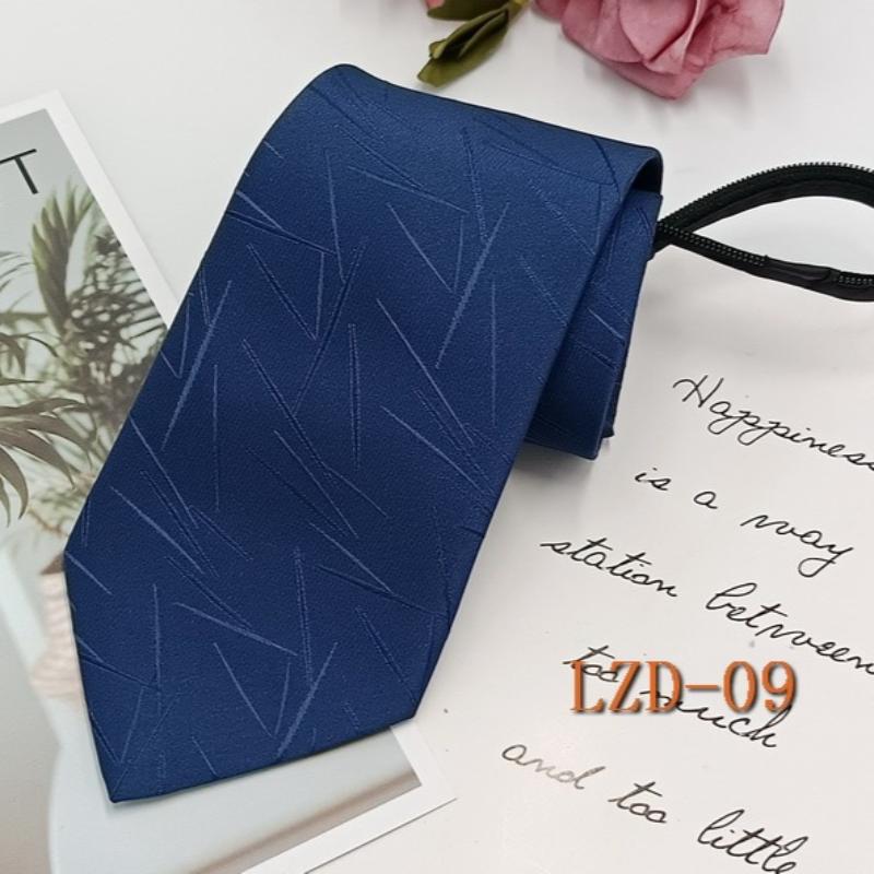 Men's Formal Business Tie with 8cm Zipper, Striped Black Tie, No Knotting Required.