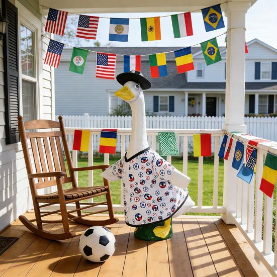 Fußball-Gans-Outfit für 23 Zoll Porzellan-Gans-Statue Fußball-Spieltag Gans Kleidung und Hut Set für Außenbereich Terrasse Rasen Hof Dekoration