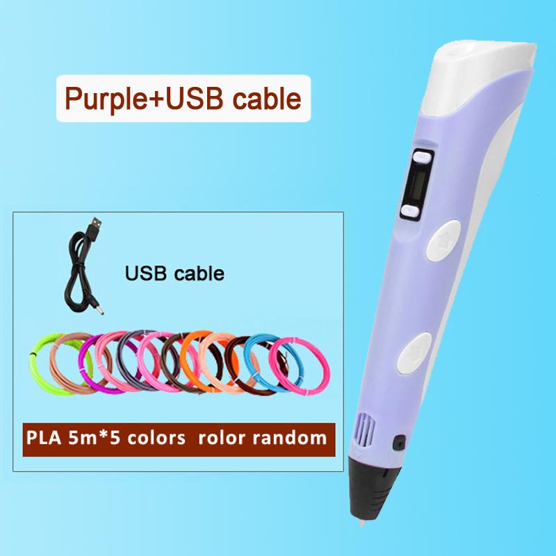 Electronic 3D Printing Pen With LED Display 25M PLA Filament Children USB Drawing Tool Drawing Toy DIY Christmas Birthday Gift