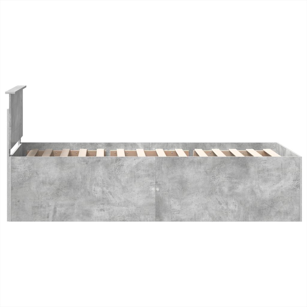 Bed Frame with Headboard Concrete Grey 75 x 190 cm Particleboard