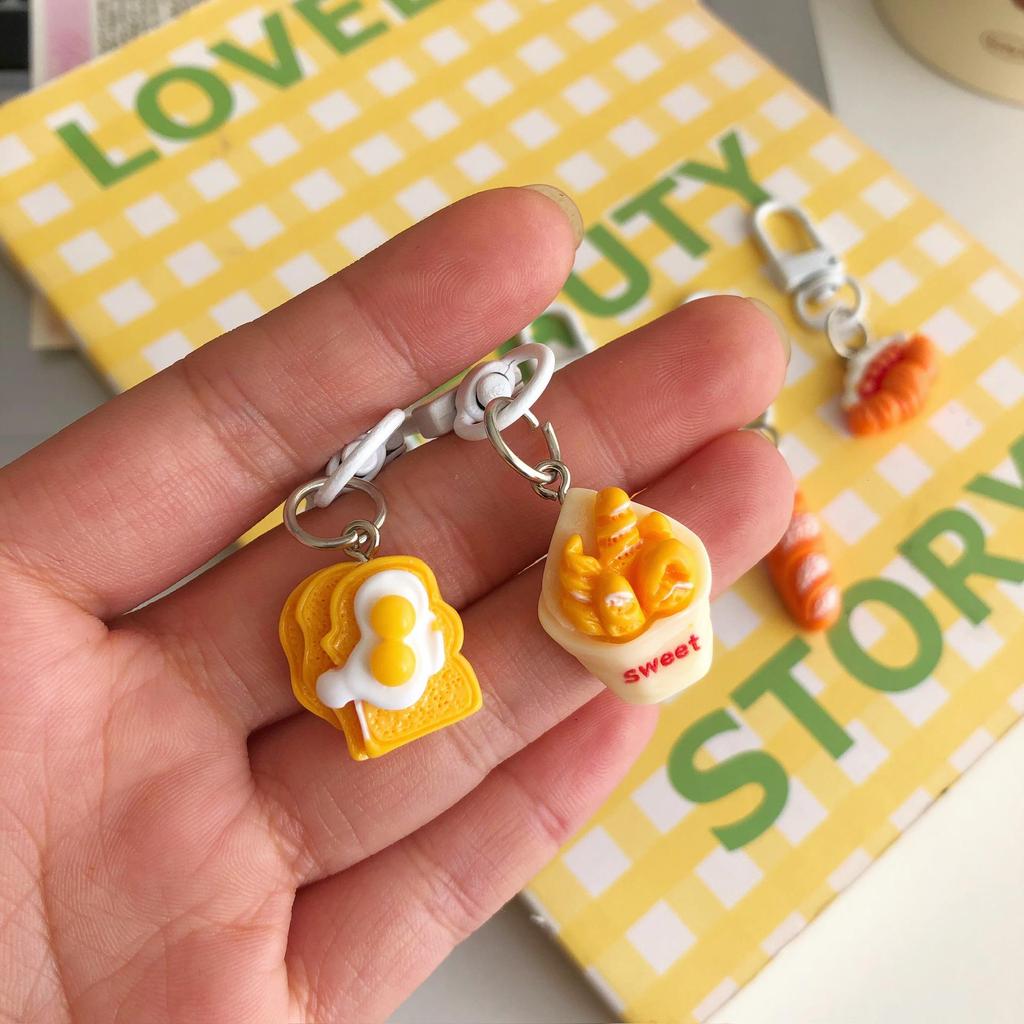 Cute French Breakfast Bread Keychain Pendant - Perfect for Bags, Friend and Couple Gifts