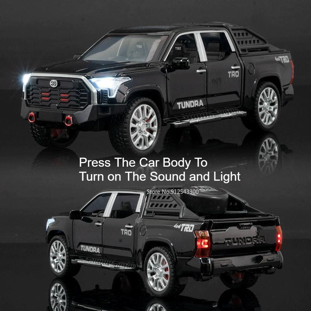 1:32 Scale Tundra MAMMOTH Pickup Model Toy Car Pull Back Sound Light Off-road Vehicle Metal Diecast Models Boys Collection