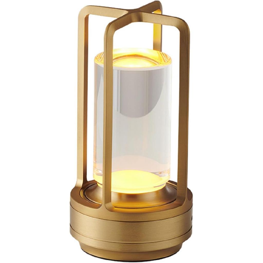 Cordless LED Touch Desk Lamp,2600mAh Battery Powered Crystal Lantern Lamp,3-Colour Dimmable Bedside Lamp,Small Desk Lamp for Restaurant Bedroom Bar