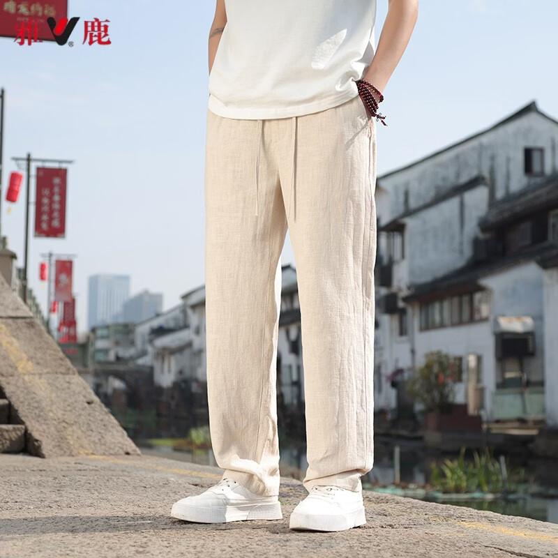 Men's Thin Linen Cotton Blend Straight-Leg Pants