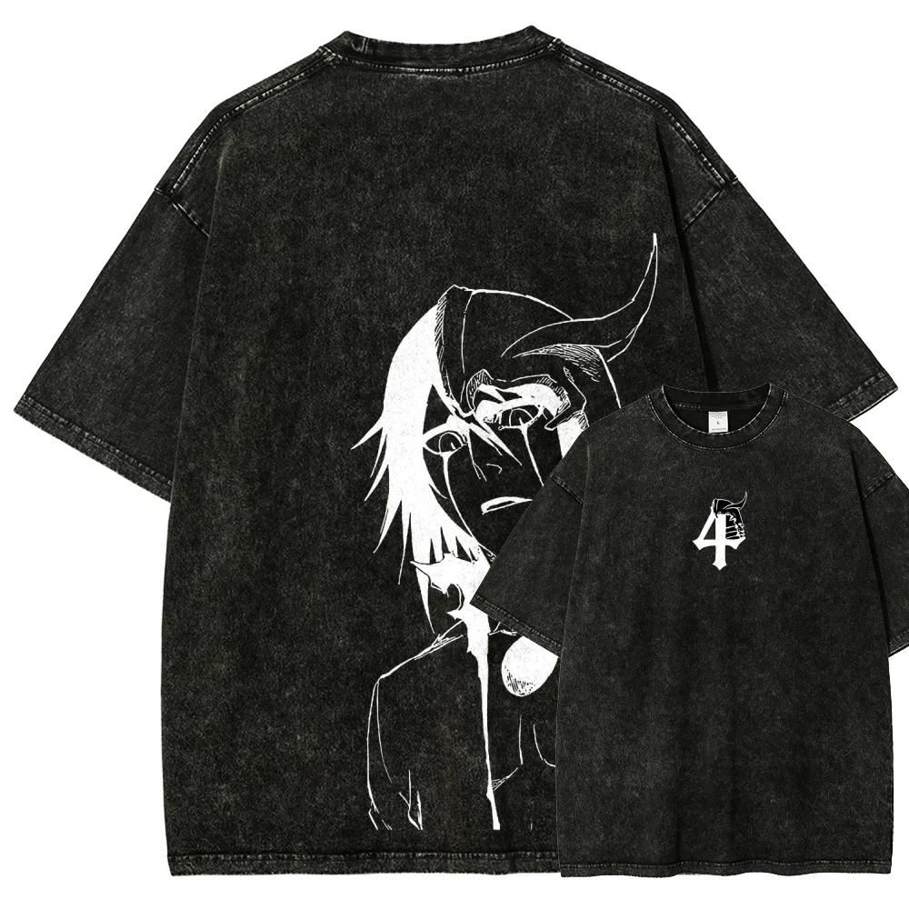 

Улькиорра Сифер BLEACH Графическая футболка Мужская Женская Футболка с коротким рукавом Хлопковая футболка Винтажная футболка с варкой Харадзюку Мужская футболка оверсайз XXL чёрный