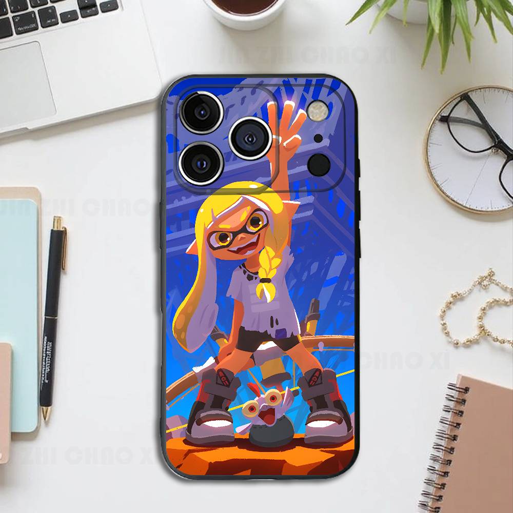 Game S-Splatoon Black Phone Case For IPhone 17 16 15 14 13 12 13 12 11 Pro Max Plus XS XR Silicone Soft Back Cover