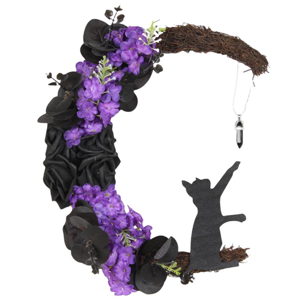 

30 см готический венок, украшение на дверь, готические розы, черные кошки, гирлянда, украшение на входную дверь, знаки на Хэллоуин для домашней вечеринки, окна, стены 1pc