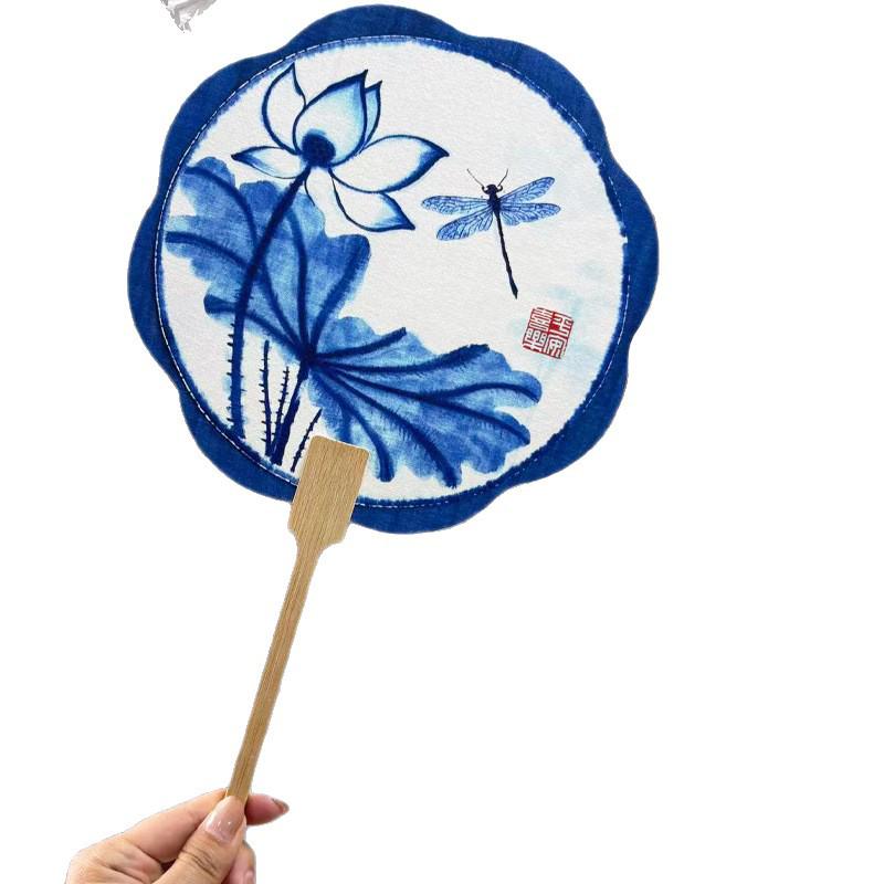 Ancient Style DIY Tie-Dye Cultural Fan - Hand-Crank Yunnan Souvenir.