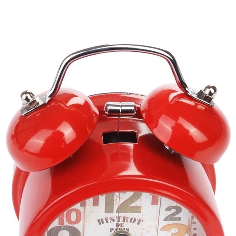 Classic Vintage Silent Metal LED Night Light Twin Bell Alarm Clock Ticking Retro Tableclock