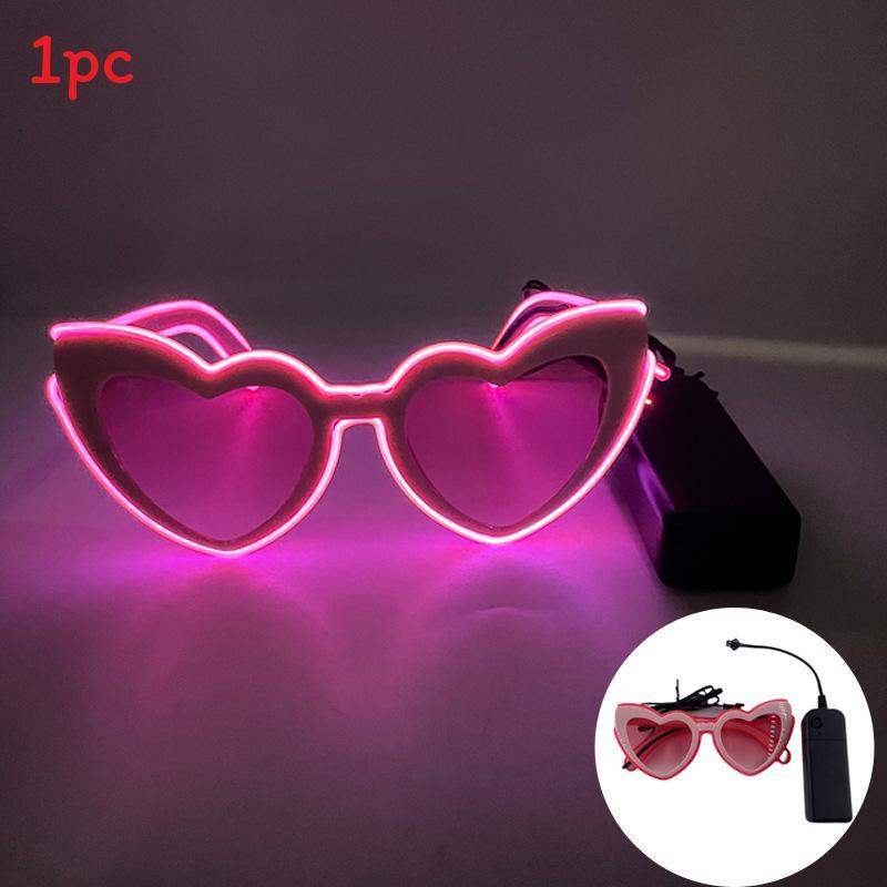 Led Heart Shaped Sunglasses For Women Men Party Fashion Decoratives Midnight Pink Frame
