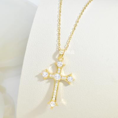 Cross Necklace Women'S Simple Personality Micro-Inlaid Zircon Pendant Exquisite Jewelry
