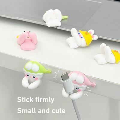 Lot de 2 organiseurs de câbles en silicone, pinces de gestion de câbles polyvalentes, support de câbles adhésifs en forme d'animaux mignons