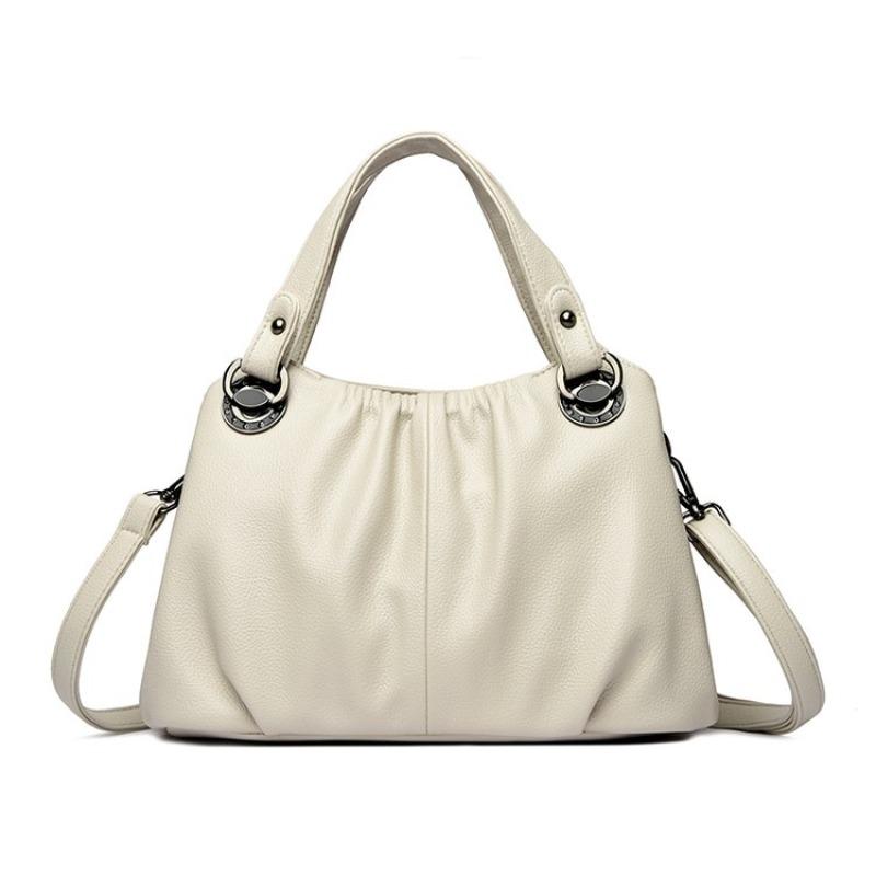 Ladies' Simple Solid Color Tote Bag, Fashionable Pleated Shoulder Bag, Multi Pocket Casual Daily Crossbody Bag Suitable for Daily Use and Shopping