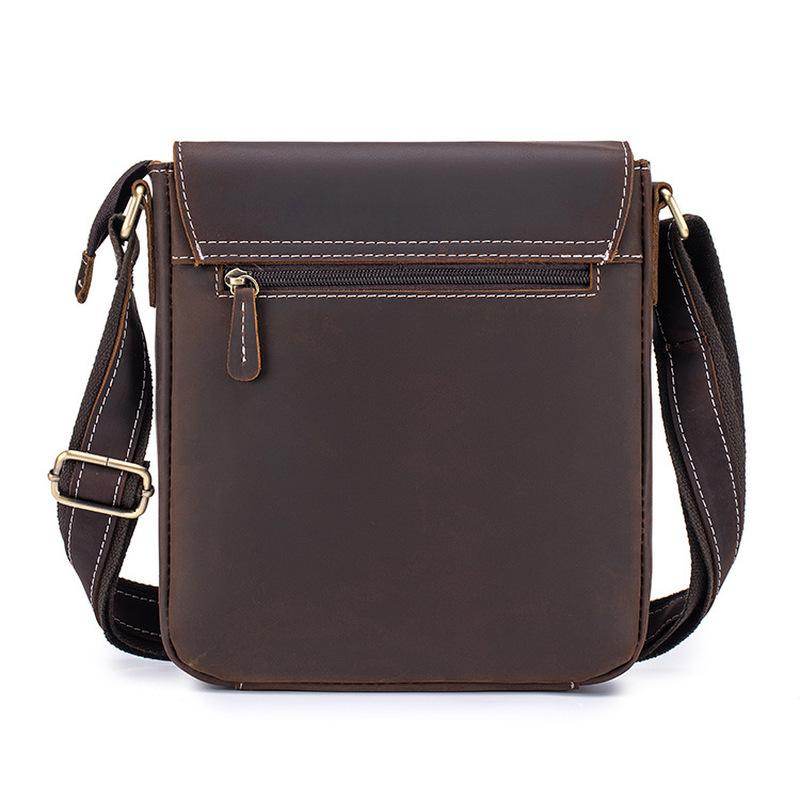 Retro -grain cowhide men's single-shoulder bag for business commuting, business office crossbody bag, business office handbag