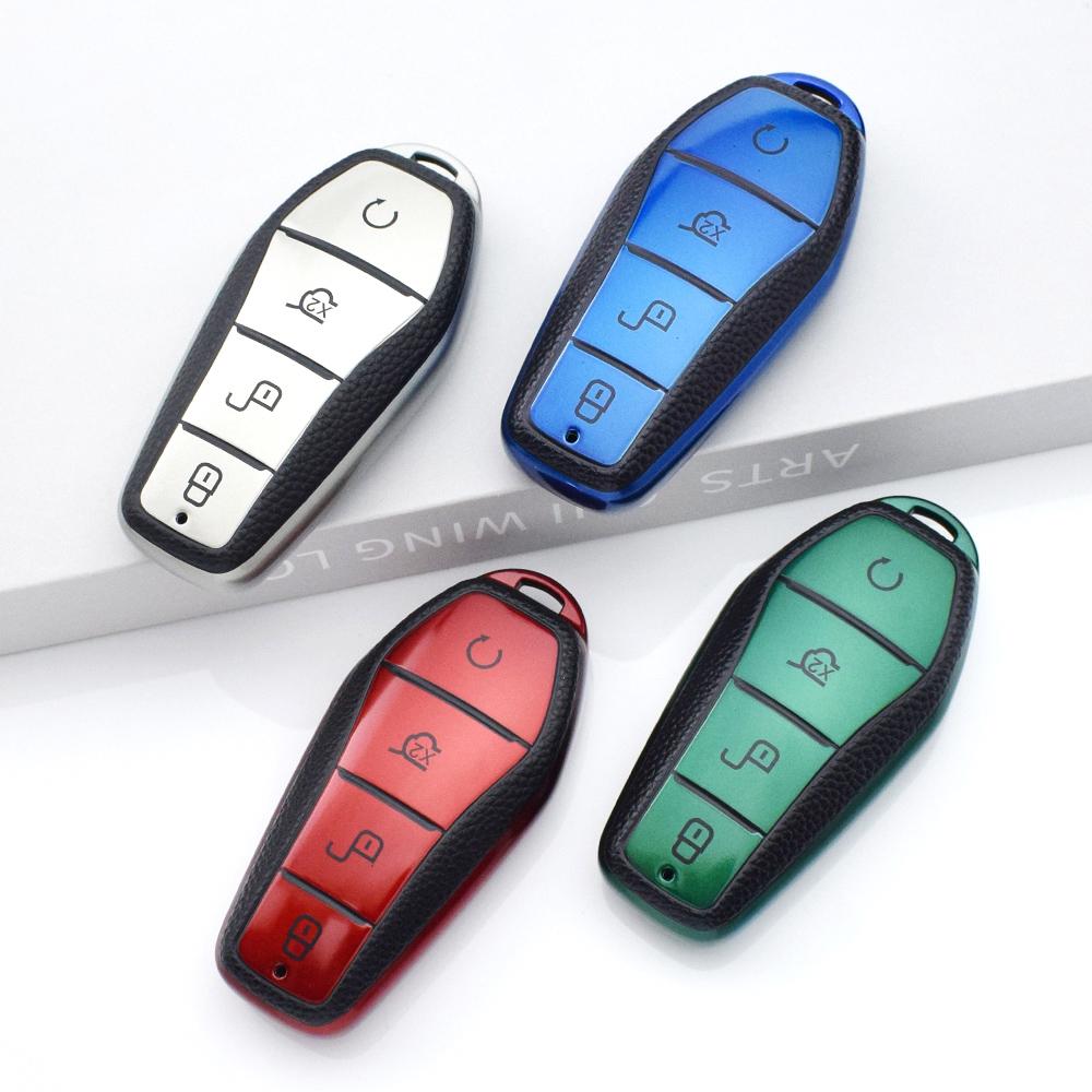 Auto Shell Key Protector Fob for BYD Song Qin Han EV Tang DM 2018 - 2022 Car TPU Leather Car Key Case Cover Interior Accessories
