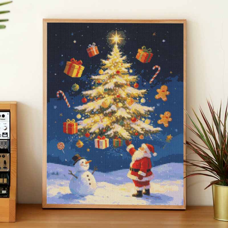 DIY 5D Diamond Painting Kit Christmas Tree Santa Full Drill Rhinestone Art Canvas Relaxing Creative Craft for Home Wall Decor Gift