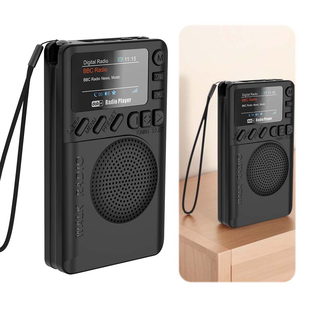 Mini DAB FM Digital Radio with Headphone Jack Portable Radio Speaker Rechargeable Color Screen Pocket Radio for Running Sports