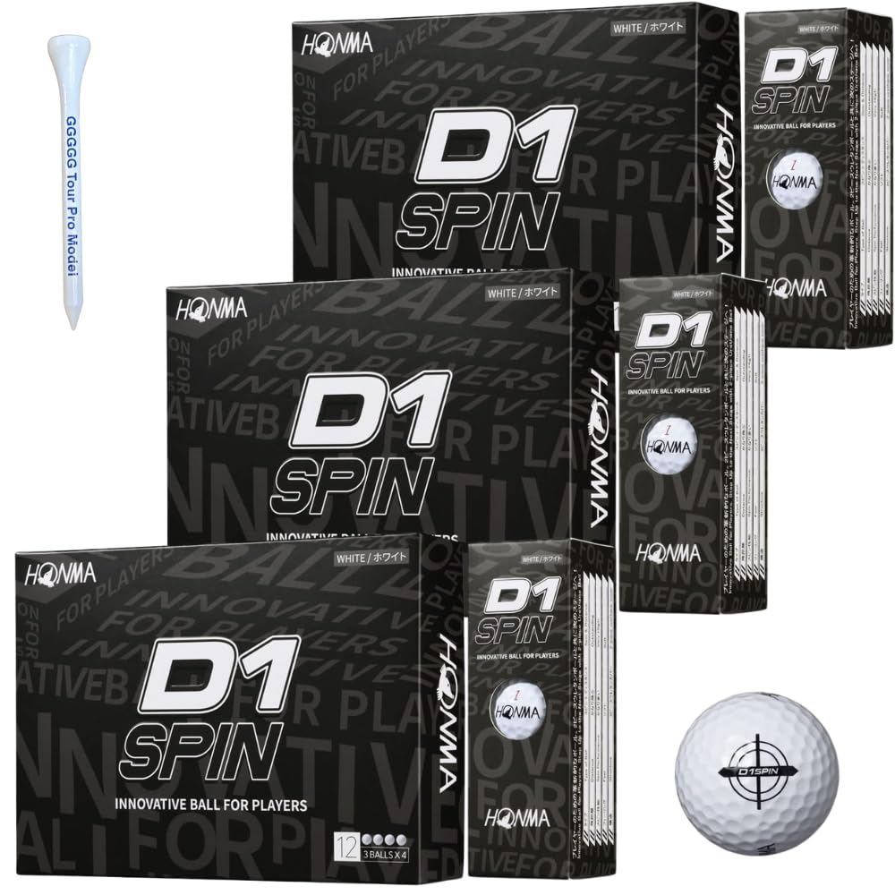 

Honma Golf D1 Spin Golf 2023 BT2301 3 Dozen with Original Wood Also a golf set and wood Balls, White, (36 Balls), Tees. available two-piece (balls белый