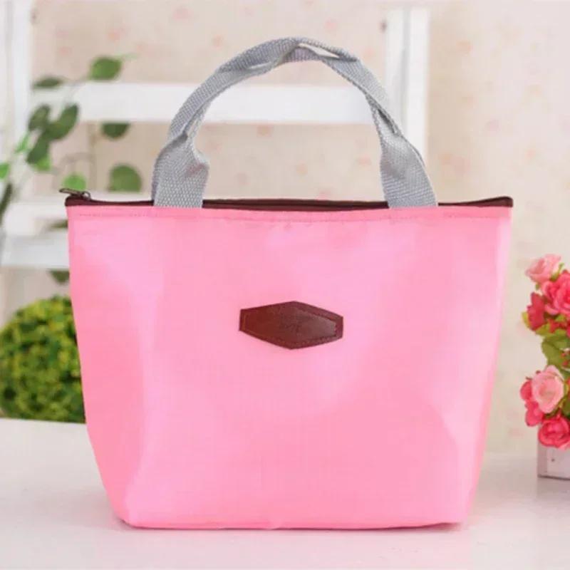 Solid Color Insulated Lunch Bag - Portable Thermal Cooler Bag, Handbag for Camping Picnic Hot & Cold Food Storage