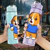 1PC Blue Puppy Dog Cartoon 750ml Color Plastic Sports Water Bottle Leakproof Flip Straw Lid Suitable for Sports Office Home Use