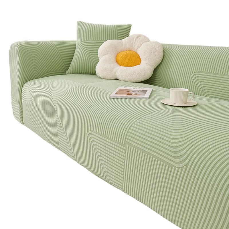 All-season Universal All Inclusive Sofa Cover Solid Color Cream Style Elastic Non Slip Sofa Cover High Elastic Machine Washable Sofa Cover