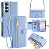 Wallet Case for Galaxy S26 - Leather/PU, Blue, With Lanyard