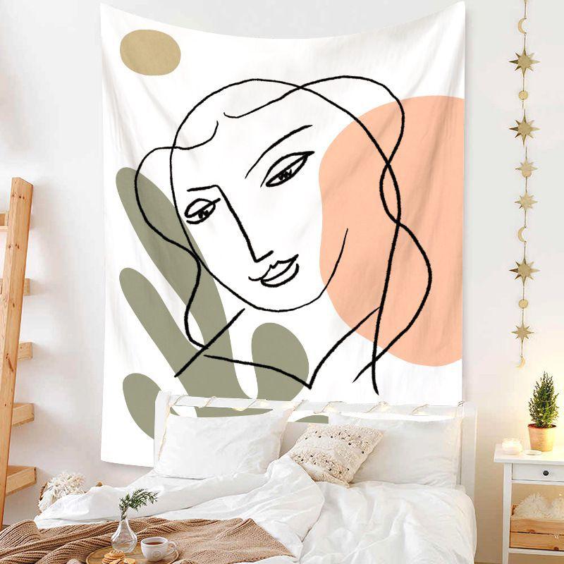 

Настенный гобелен для подвешивания, эстетика спальни, искусство солнца и луны, декор, фон, реквизит для фото Orange