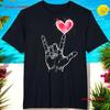 ASL I Love You Hand Sign Language Heart Valentines Day T Shirt Vintage Washed Designer Clothes Slightly Homme Comfortable