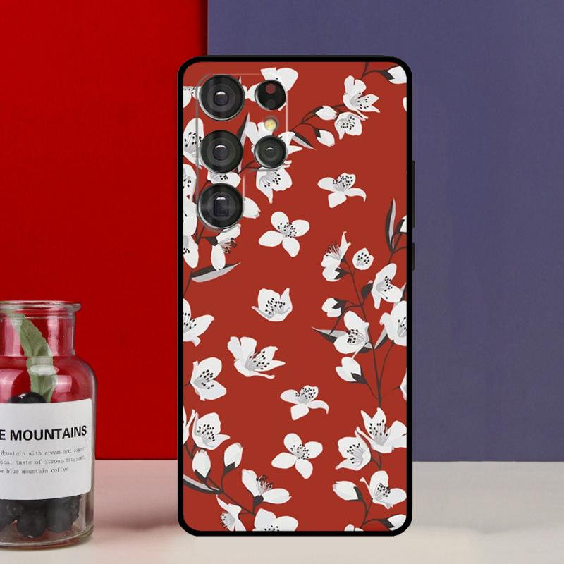 Cherry Blossom Floral Funda Case For Samsung Galaxy S25 Ultra S9 S10 S20 S21 FE S22 S23 Plus S24 Ultra Phone Cover