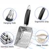 Stainless Steel Cat Litter Scoop with Rubber Handle Metal Kitty Scooper Sturdy Mesh Scooper Litter Filter Pet Cleaning Tools