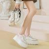 Fashion High quality 8cm Women Chunky Sneakers New Fashion Autumn Spring Shoes Cloth Pigskin Casual Platform Wedge Pumps Genuine Leather