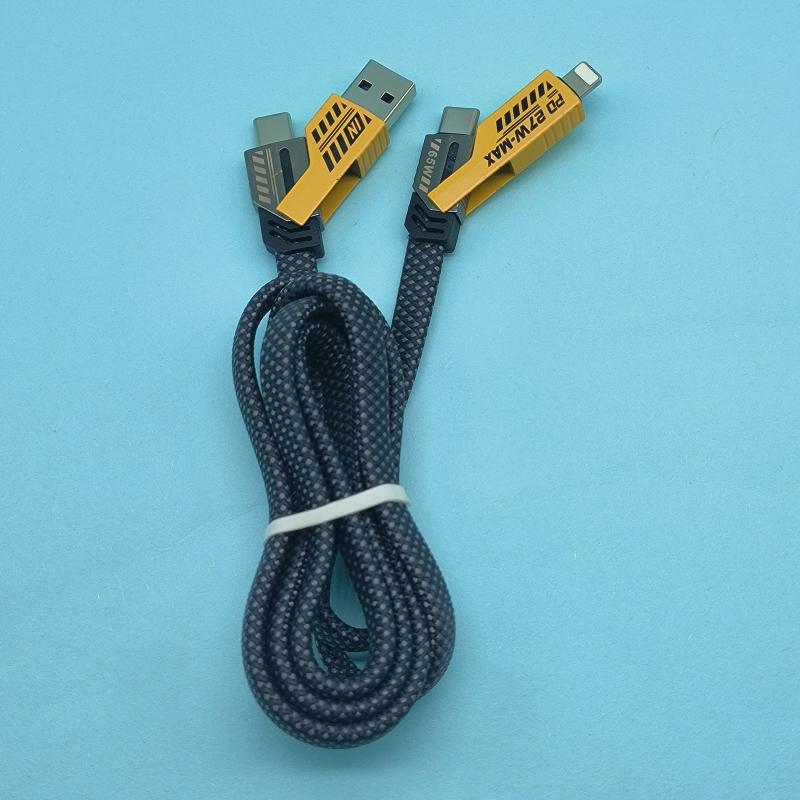 65W 4-in-1 Foldable Fast Charging Cable for Apple, Huawei, Android