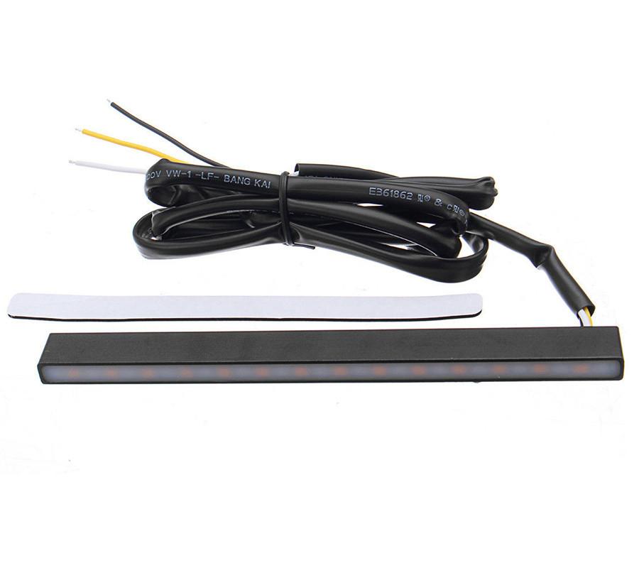 2x Red/Amber Switchback Flowing LED Car DRL Brake Stop Turn Signal Light Strips