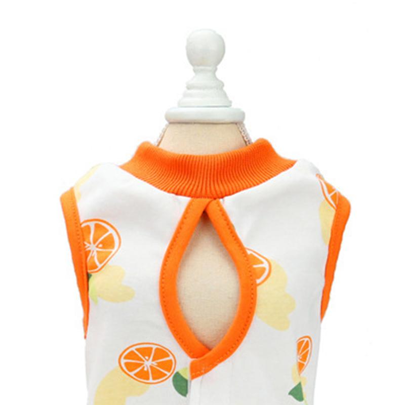 Pet Recovery Suit Soft Thin Breathable Prevent Licking Cotton Print Cat Post Surgery Shirt for Indoor Outdoor orange M
